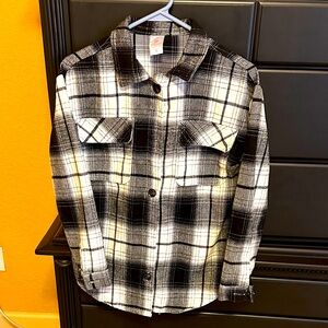 No Boundaries Black and White Plaid Shirt